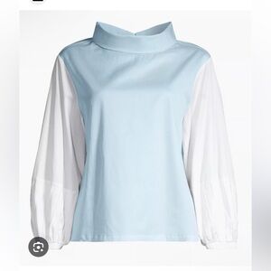 NWT Harshman Perry Cotton Tunic in Light Blue and White